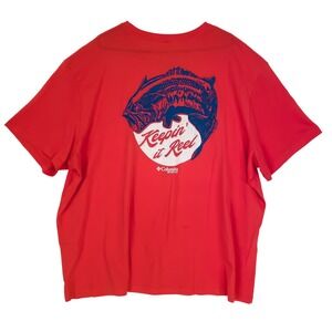 Columbia PFG T-Shirt Mens 4X Red Keepin it Reel Fish Graphic Cotton Short Sleeve